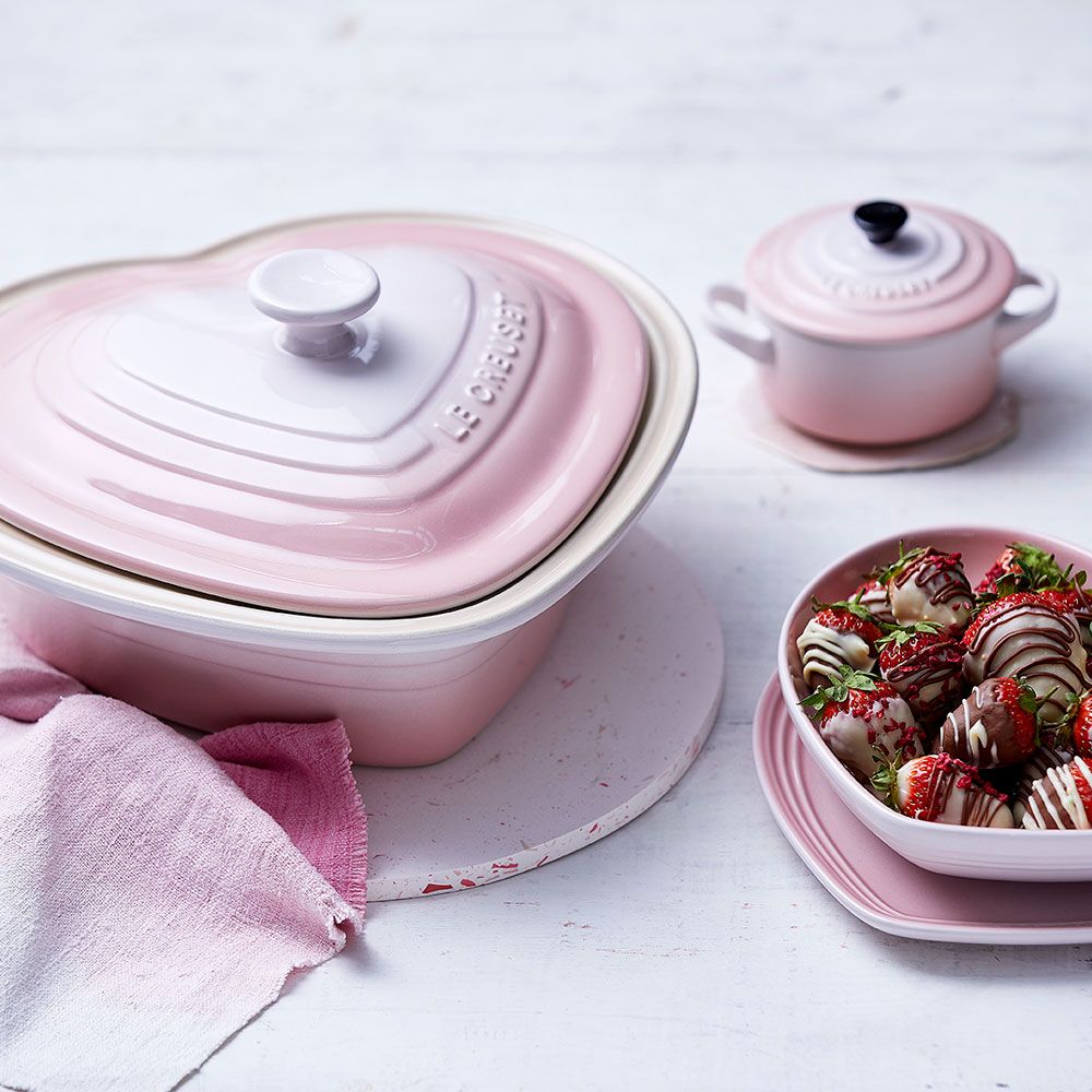 Fall in love with the new Shell Pink Le Creuset heart cookware