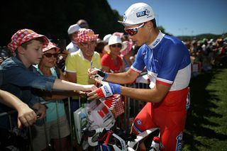French road race champion Arthur Vichot (FDJ) signs autographs for fans at the 2016 Tour de France