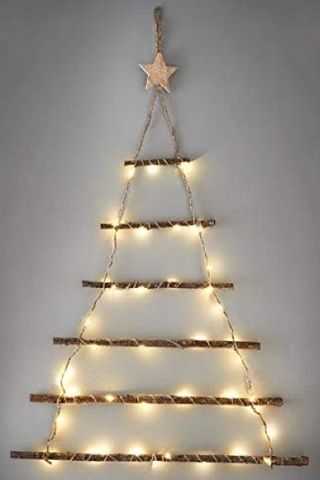 Christmas World 64cm Tall Christmas Wall Twig Tree 40 Warm White LED Lights Xmas Decoration