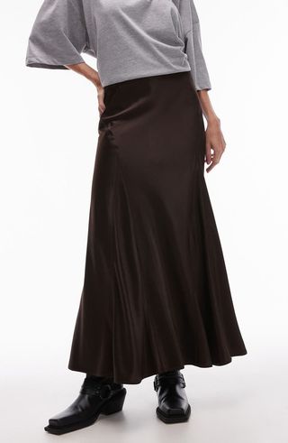 Satin Godet Maxi Skirt