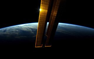 Solar Panels Reflect Light in Space
