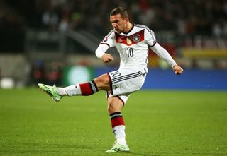 Lukas Podolski in action for Germany in 2014.