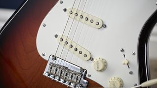 Close-up of Fender Stratocaster single coil pickup