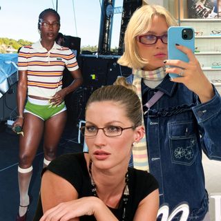 Y2k glasses trend seen on Doechii, Gisele Bundchen in The Devil Wears Prada and on social media editor Annie