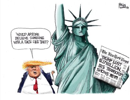 Political Cartoon U.S. Trump Lady Liberty taxes | The Week