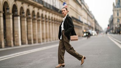 Paris fashion week street style shot of a woman