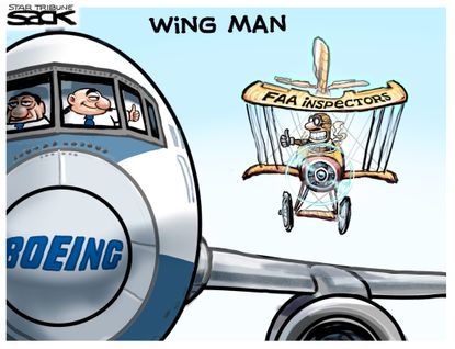 Editorial Cartoon U.S. Boeing crisis FAA wingman