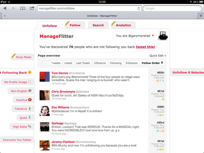 Manage Flitter