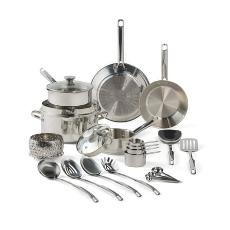 T-Fal Cook & Strain Stainless Steel, 20 Piece Pots and Pans Cookware Set
