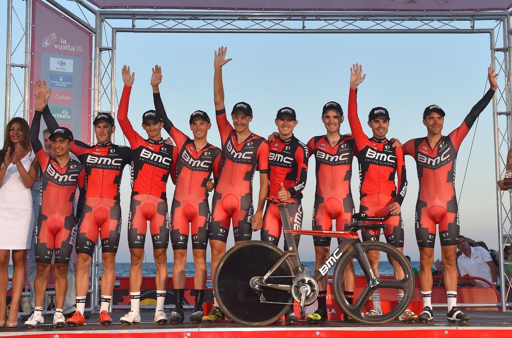 Team BMC on the podium as team time trial winners