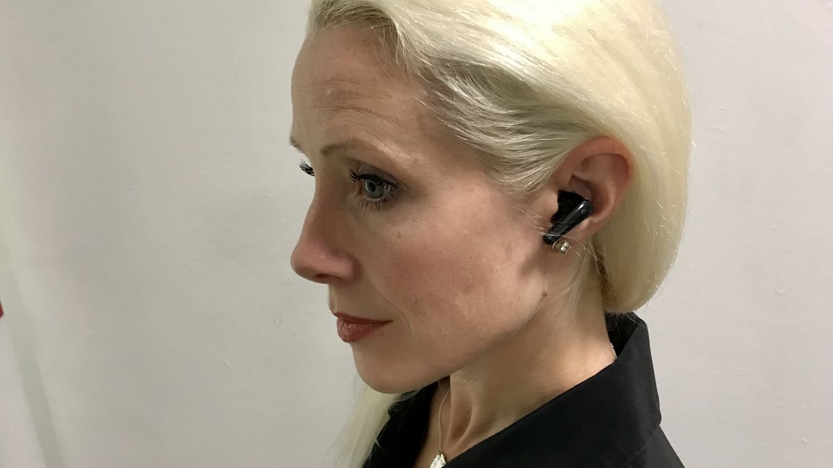 TechRadar senior staff writer Becky wearing Soundcore Liberty 4