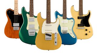 Fender Squier Paranormal electric and bass guitars