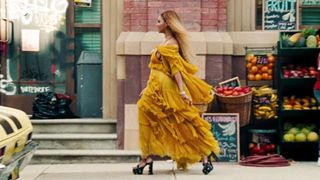 Street fashion, Produce, Fruit, Brick, One-piece garment, Whole food, Natural foods, Stairs, Gown, Sandal,