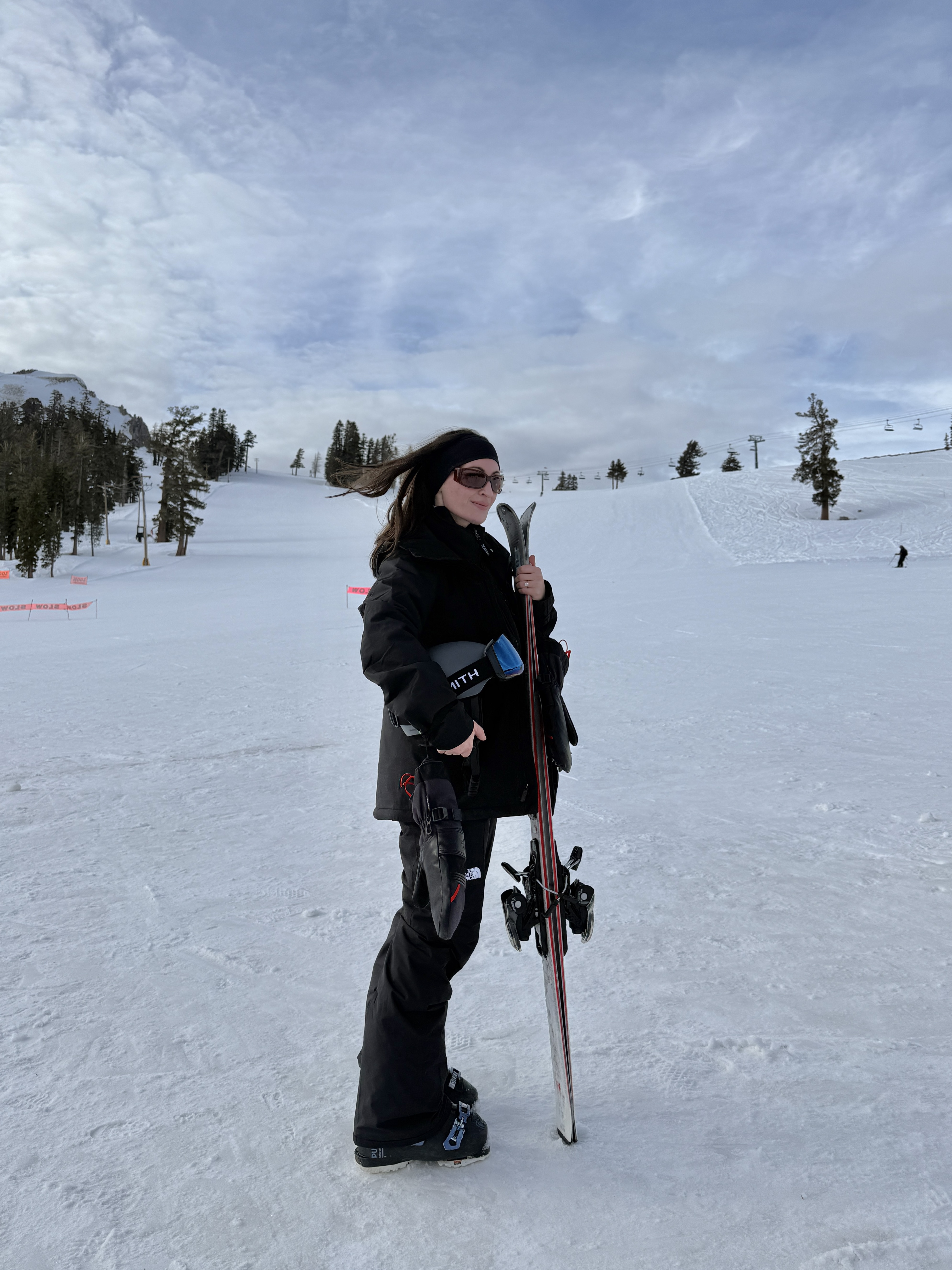 Bella Gerard on the slopes wearing ski clothes and base layers