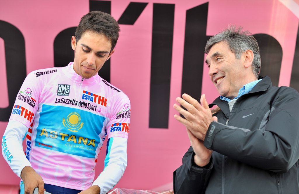 Alberto Contador with Eddy Merckx at the 2008 Giro d'Italia