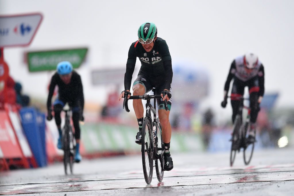 SALLENT DE GLLEGO SPAIN OCTOBER 25 Arrival Felix Grobschartner of Austria and Team BORA Hansgrohe during the 75th Tour of Spain 2020 Stage 6 a 1464km stage from Biescas to Sallent de Gllego Aramn Formigal 1790m lavuelta LaVuelta20 La Vuelta on October 25 2020 in Sallent de Gllego Spain Photo by Justin SetterfieldGetty Images