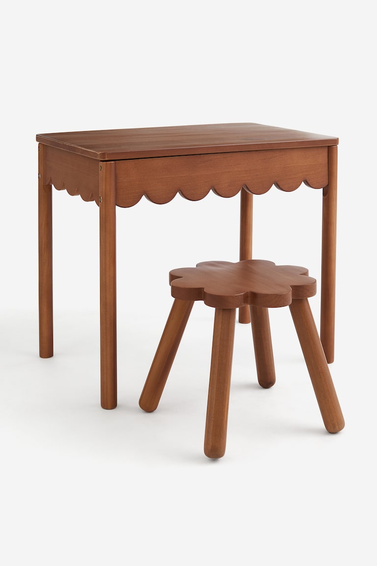 Children's Scallop-Edge Desk and Stool