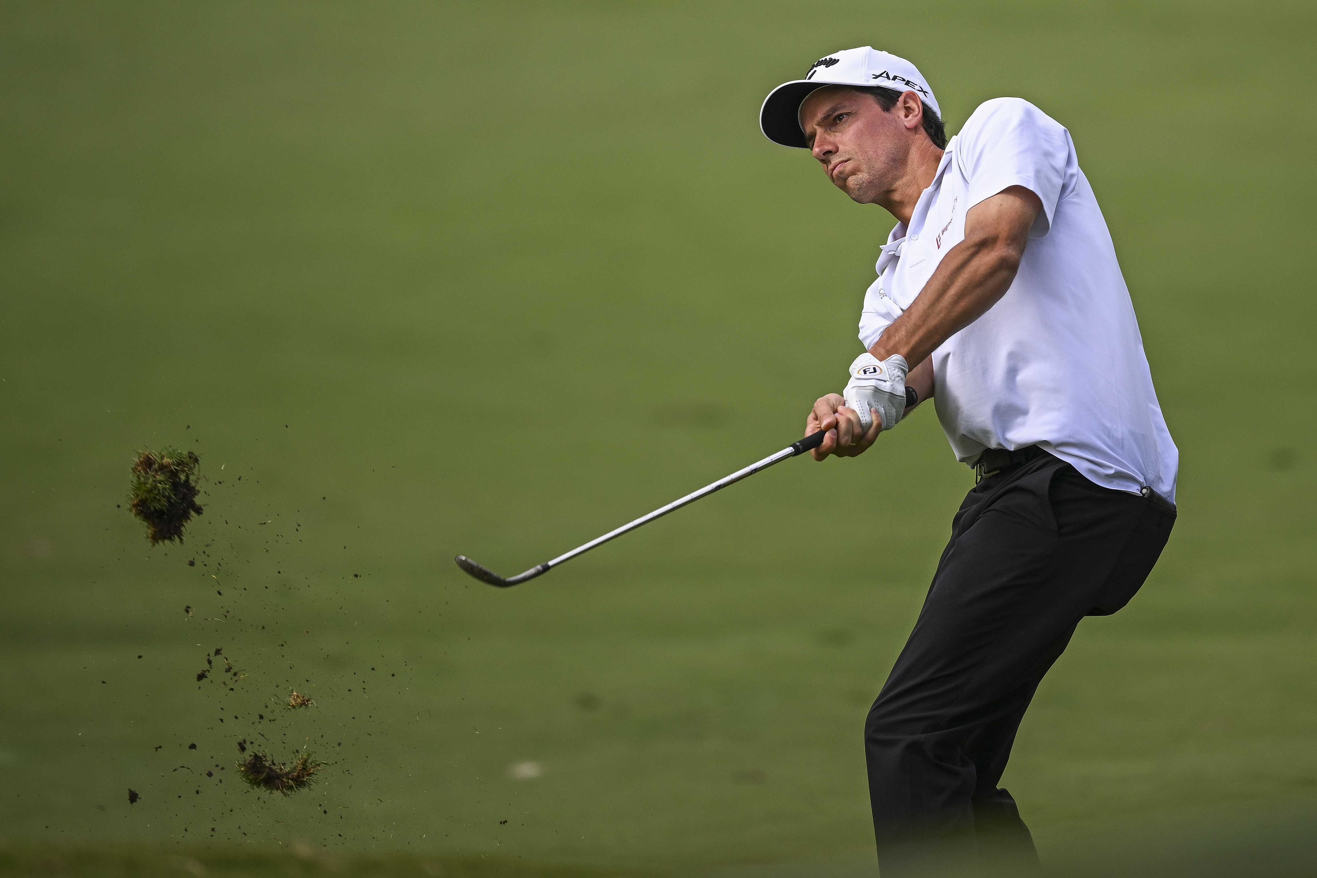 Felix Mory hits a wedge shot