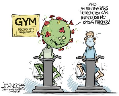 Editorial Cartoon U.S. gym reopening coronavirus