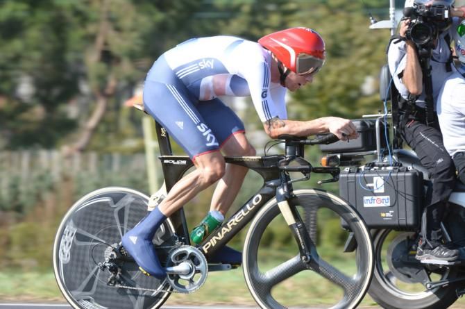 Bradley Wiggins (Great Britain) en route to a silver medal in the 2013 time trial world championship