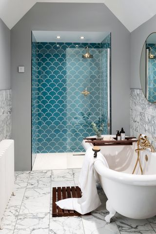 En suite bathroom by Topps Tiles