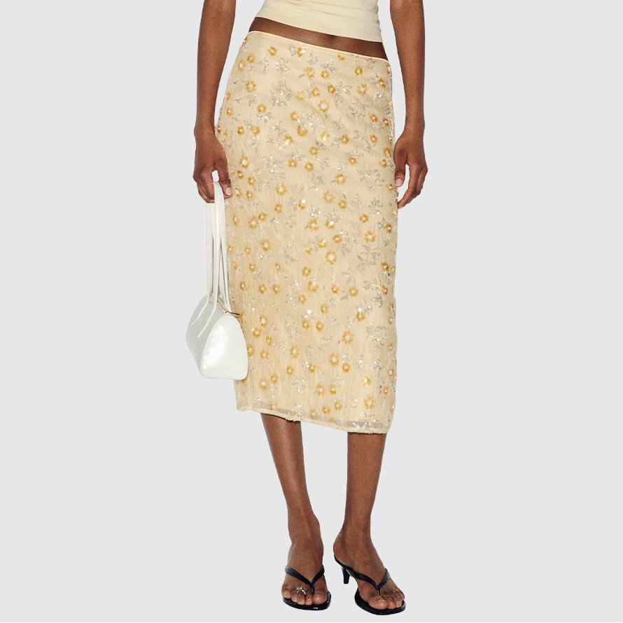 Reformation, Helen Low Waist Midi Skirt