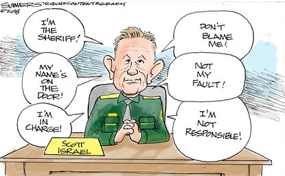 Political cartoon U.S. Parkland shooting Sheriff Scott Israel oversight red flags FBI tips