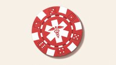 Illustration of a poker chip with a Caduceus symbol