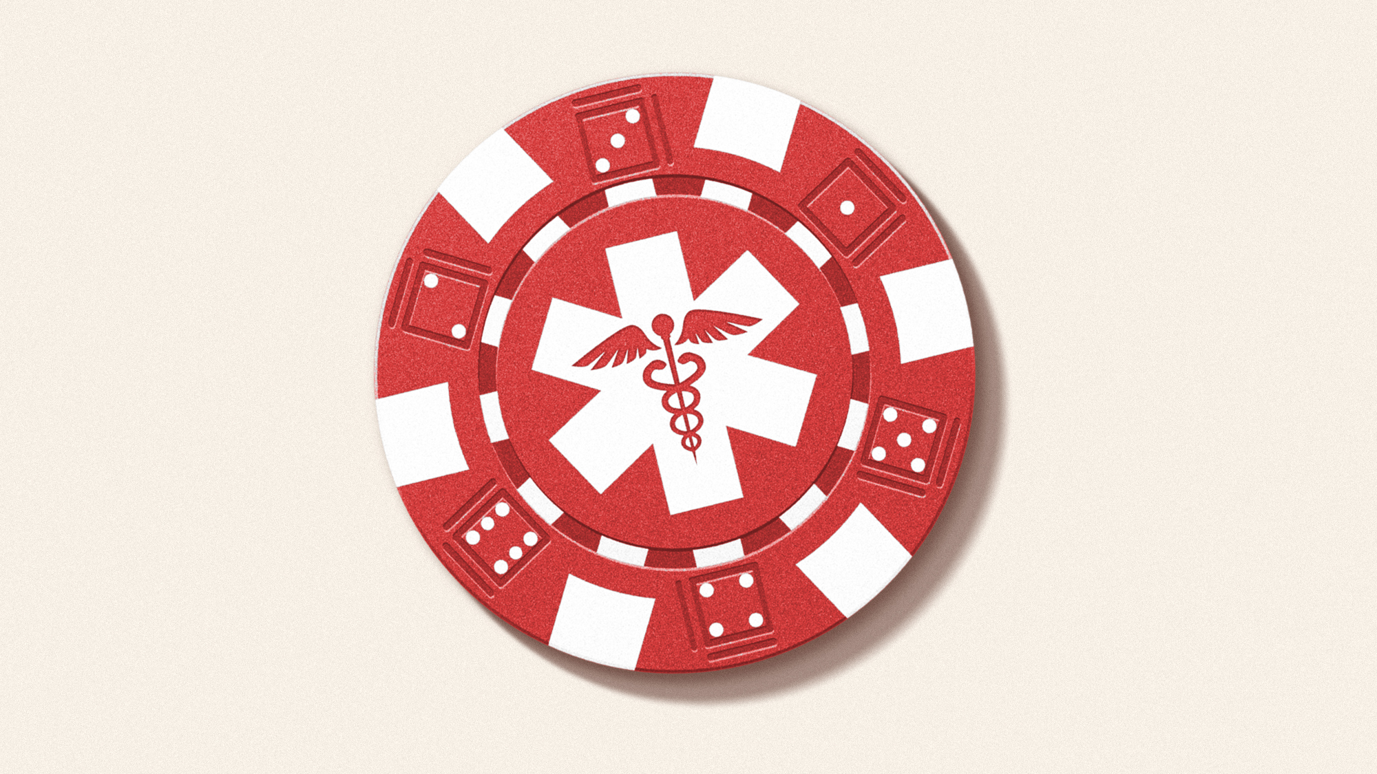 Illustration of a poker chip with a Caduceus symbol