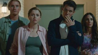 Jake Lacy, Alison Brie, Conor Merrigan Turner, and Essie Randles in Apples Never Fall