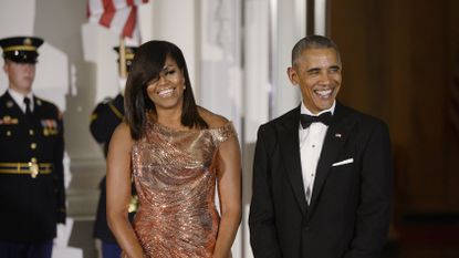 Michelle Obama rose gold dress