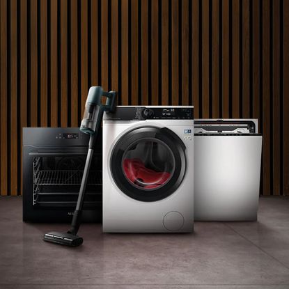 An AEG oven, washing machine, dishwasher, and vacuum