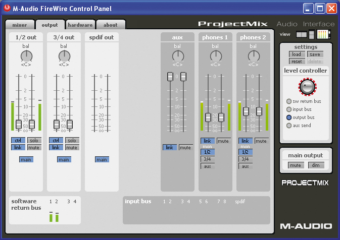 The Audio Control Panel is well laid out