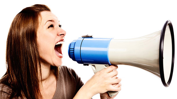 Girl on loudspeaker