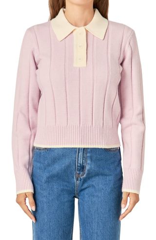 Two-Tone Polo Sweater