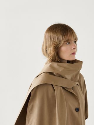 Cotton Trench Coat With Scarf