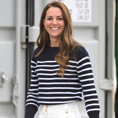 Catherine, Duchess of Cambridge during her visit to the 1851 Trust and the Great Britain SailGP Team on July 31, 2022 in Plymouth, England. During the visit, the Duchess of Cambridge took part in activities educating young people about sustainability. 