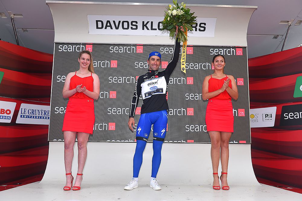 Max Richeze on the final podium at Tour de Suisse