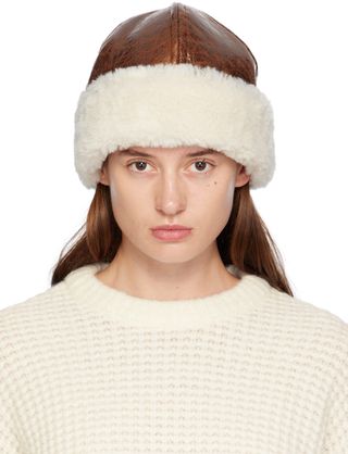 Brown & Off-White Ruth Hat