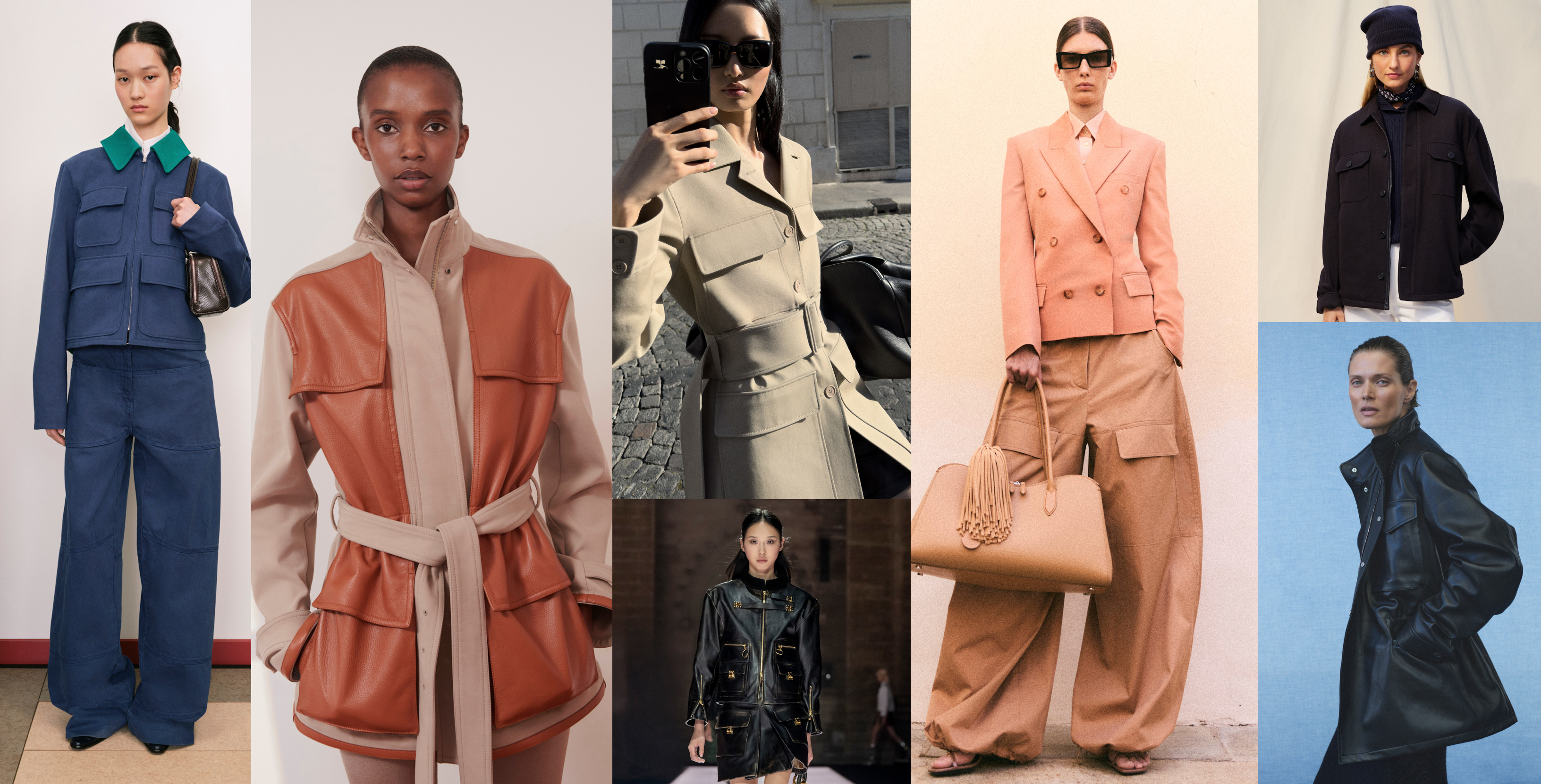 the winter 2025 utility fashion trend at Tory Burch, Ferragamo, Courr&amp;egrave;ges, Louis Vuitton, Stella McCartney, Ralph Lauren, and Gabriela Hearst Resort 2026