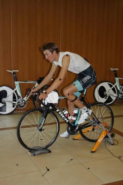 Andy Schleck has his riding position and bike fit gauged at the RadioShack-Nissan-Trek camp in Calpe.