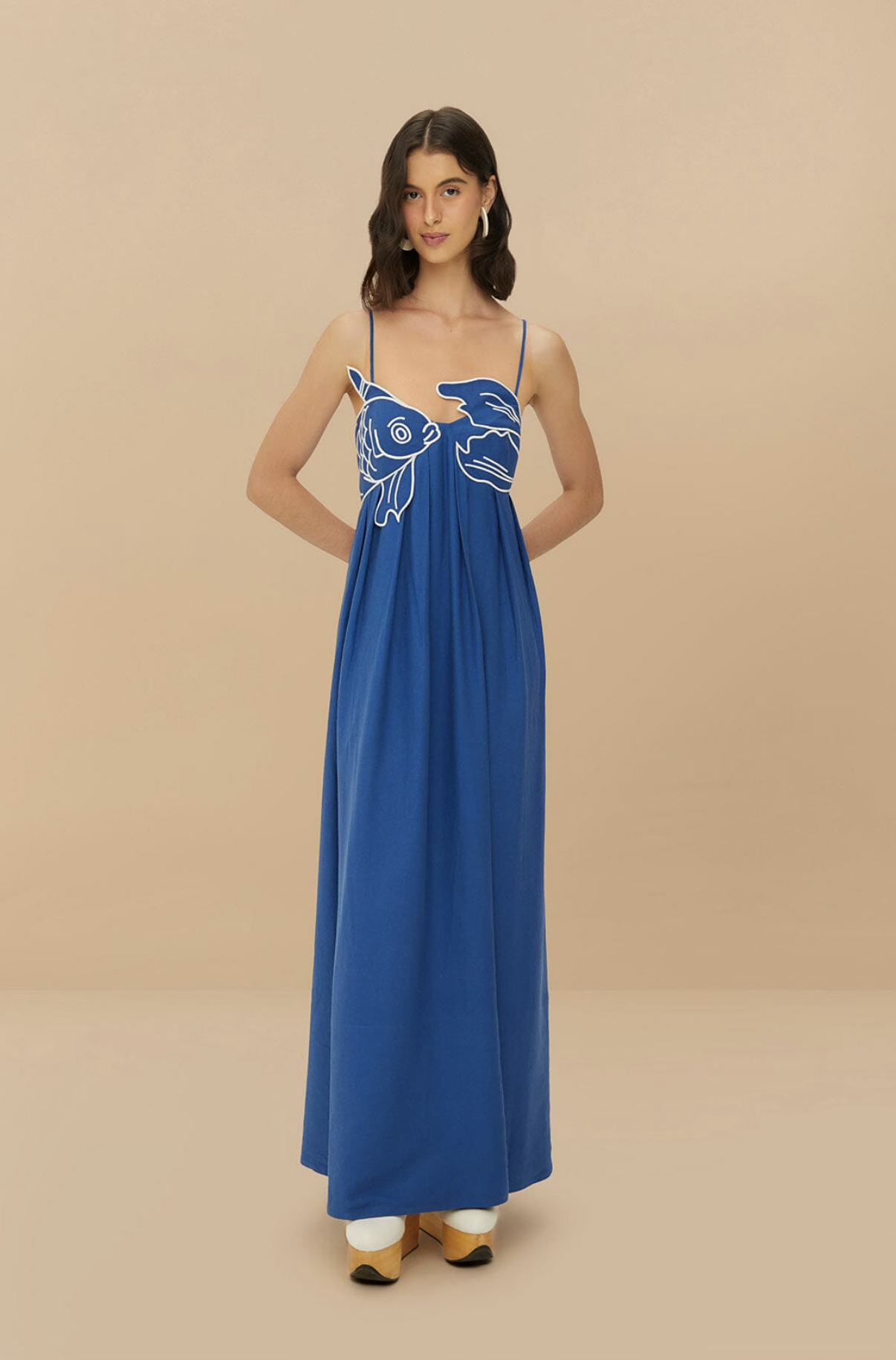 FARM RIO, Blue Fish Top Lenzing Ecovero Euroflax Maxi Dress