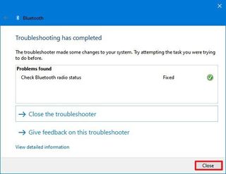 Bluetooth troubleshooter complete