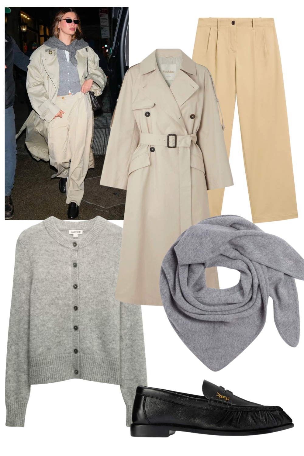 Hailey Bieber wears triangle scarf