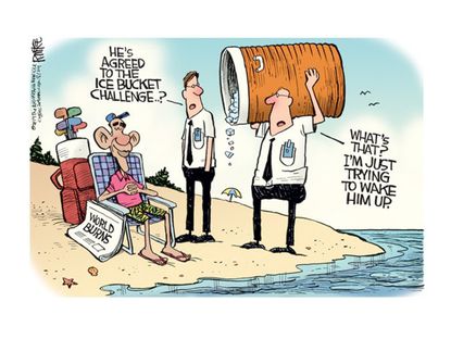 Obama cartoon world ice bucket challenge