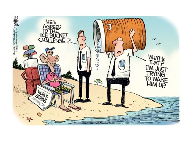 Obama cartoon world ice bucket challenge