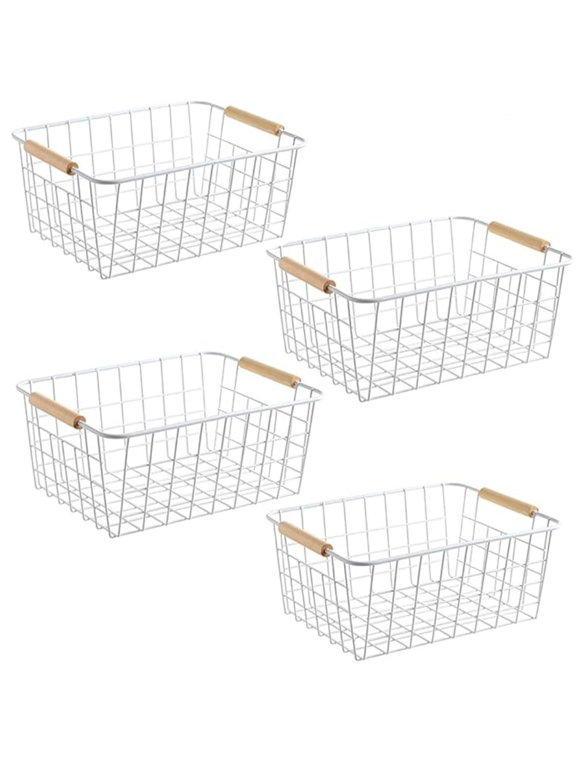 Amazon, Lelecat White Wire Pantry Baskets, Set of 4