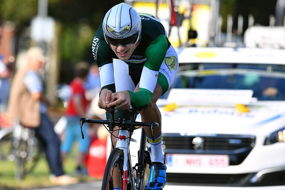 Bert Van Lerberghe in the green jersey during stage 2 at the Eneco Tour