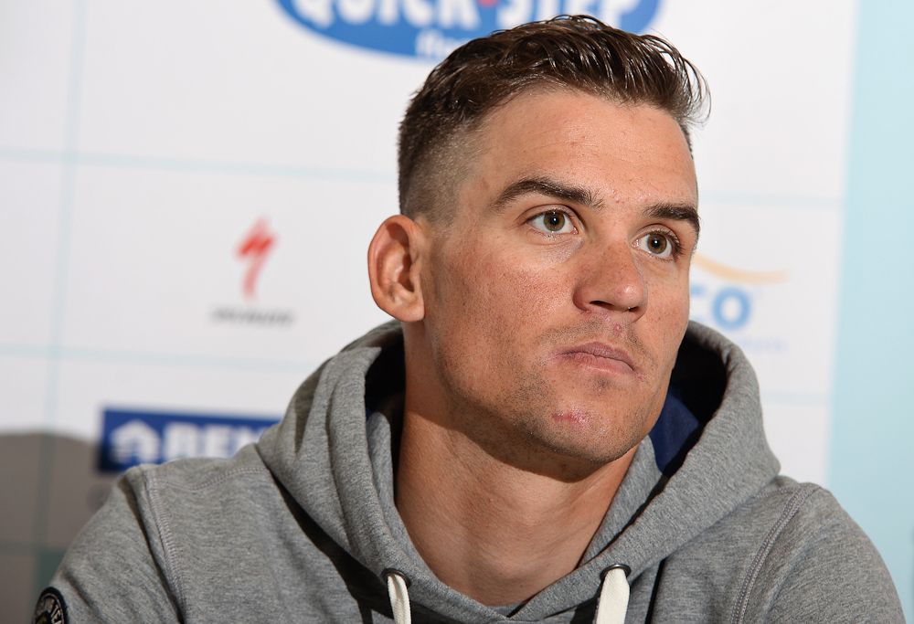 Zdenek Stybar (Ettix-QuickStep) looks on during a press conference.