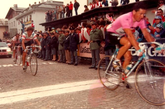 Visentini follows Roche over the line in